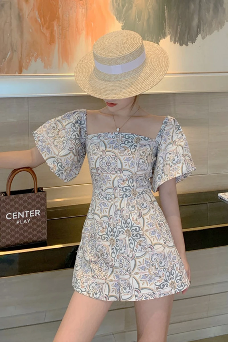 

2021 new ceramic tile printing Jumpsuit for women