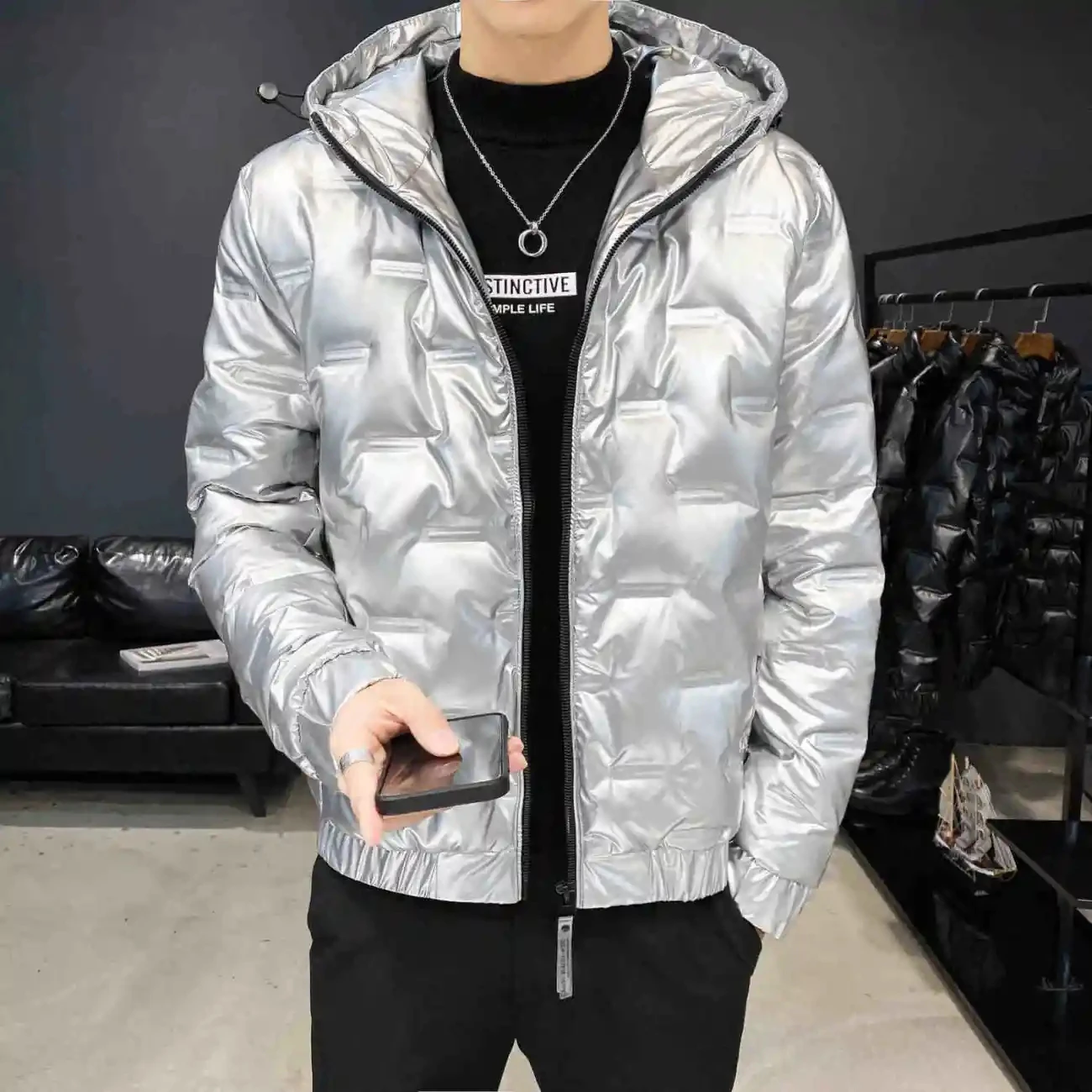 White Duck Down Jacket 2023 New Men's Winter Trend Short Style Light And Warm Korean Version Leisure Bright Face Slim Fit