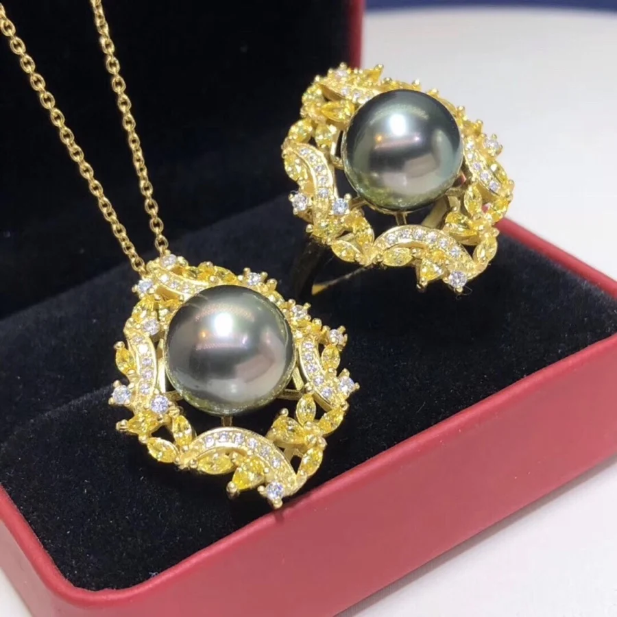 Ювелирные изделия из чистого серебра 925 пробы с натуральным океаном Таити черный