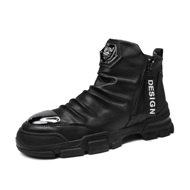 Мужские ботинки с металлическим носком высокие кроссовки мотоциклетные