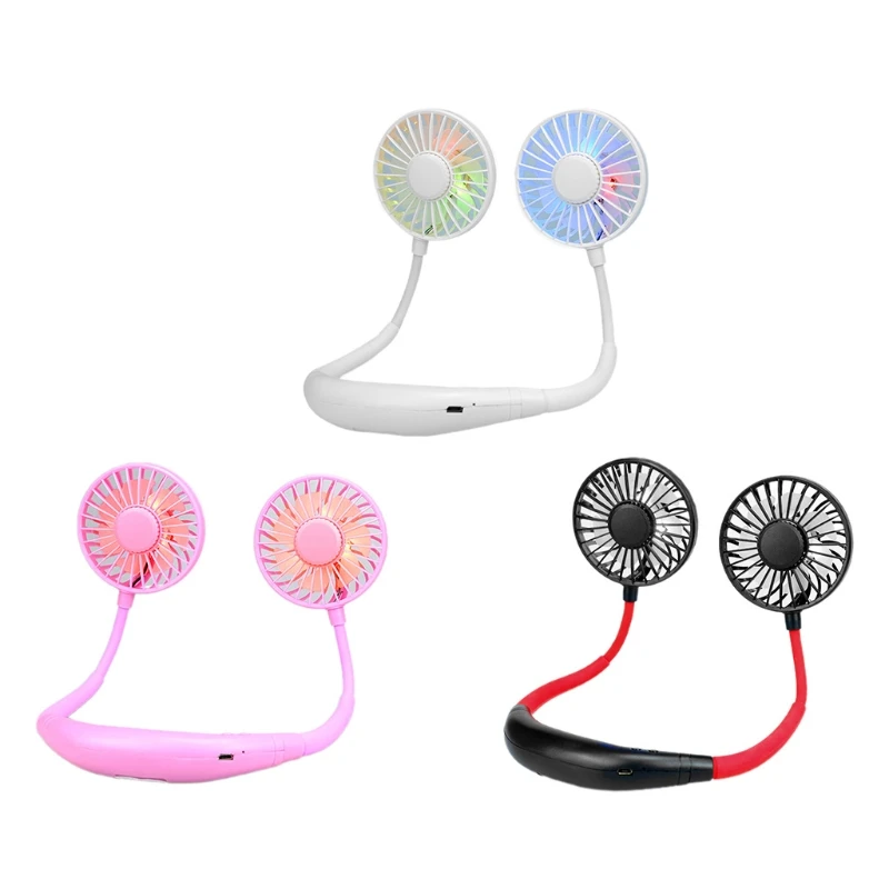 

A6HB Neck Fan Lazy Neckband Fan Personal Fan Portable Wearable Hanging Hands Free Neck Fan Rechargeable 1500mAh Battery Operated
