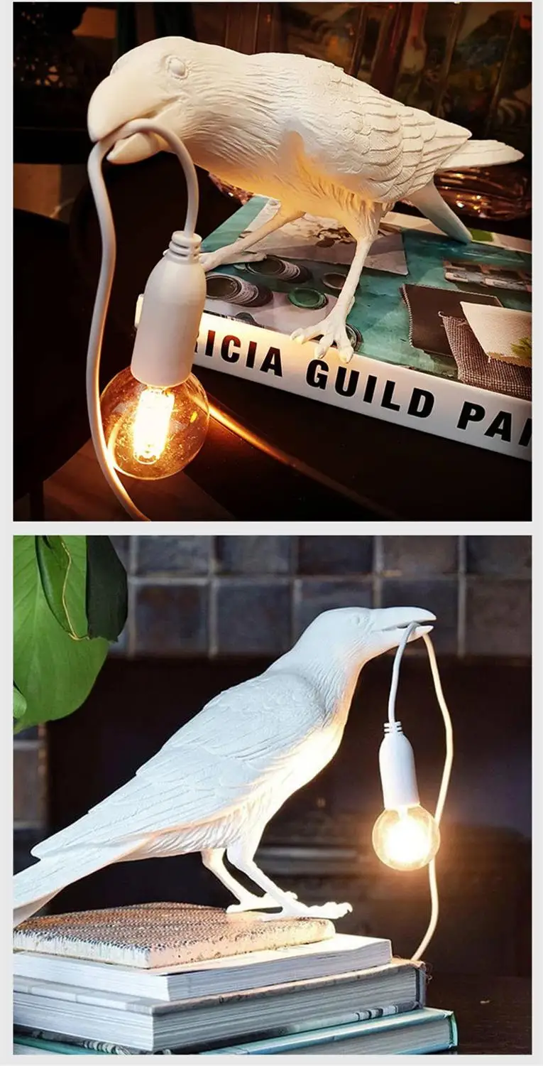 

Nordic Designer LED Bird Lamp Light Italian Seletti Waiting Bird Wall Lamp Modern Resin Desk Light For Living Room Bedroom Aisle