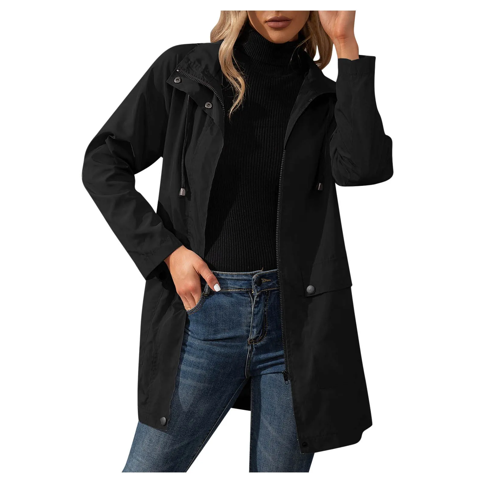 

Windproof Coat Raincoat Waterproof Rain Adjustable Rain Jackets Windbreaker Lightweight Womens Women's Coat Coat Jacket