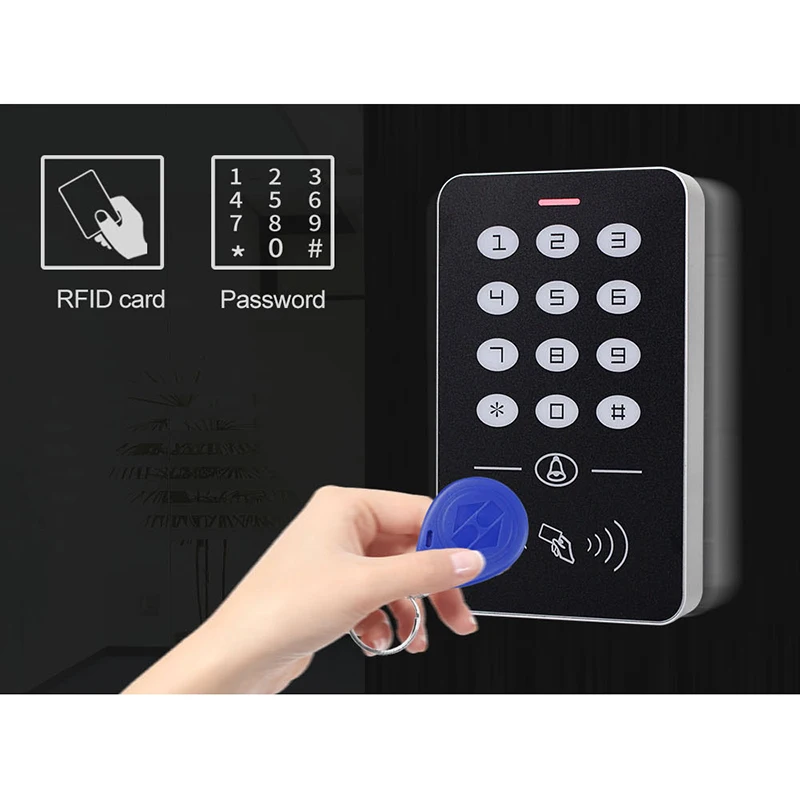 MOOL DC12V Electronic Access Control Keypad RFID Card Reader Controller with Door Bell Backlight for Security Lock S |
