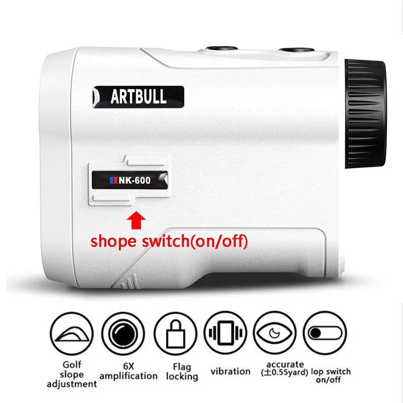 Перезаряжаемый лазерный дальномер 600 м для гольфа с наклоном и блокировкой флага