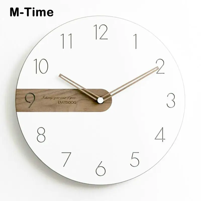 

Деревянные настенные часы, простой современный дизайн для гостиной, скандинавские короткие деревянные часы, белые настенные часы, домашний...