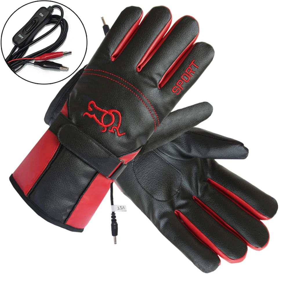 For Motorcycle Red HEROBIKER зимние Мотоциклетные Перчатки Guantes Moto с сенсорным экраном на батарейках, мотоциклетные гоночные водонепроницаемые перчатки с подогревом - Color: For Motorcycle Red