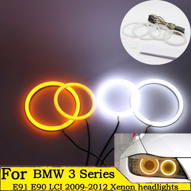 

high quality SMD Cotton Light Switchback LED Angel Eye Halo Ring Kit For BMW 3 Series E90 E92 E93 M3 2007-2013 Coupe cabriolet