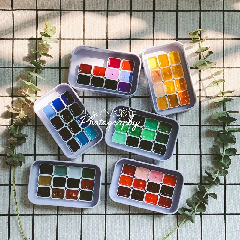 Оригинальные 12 цветные акварельные пигменты Holbein красного желтого зеленого