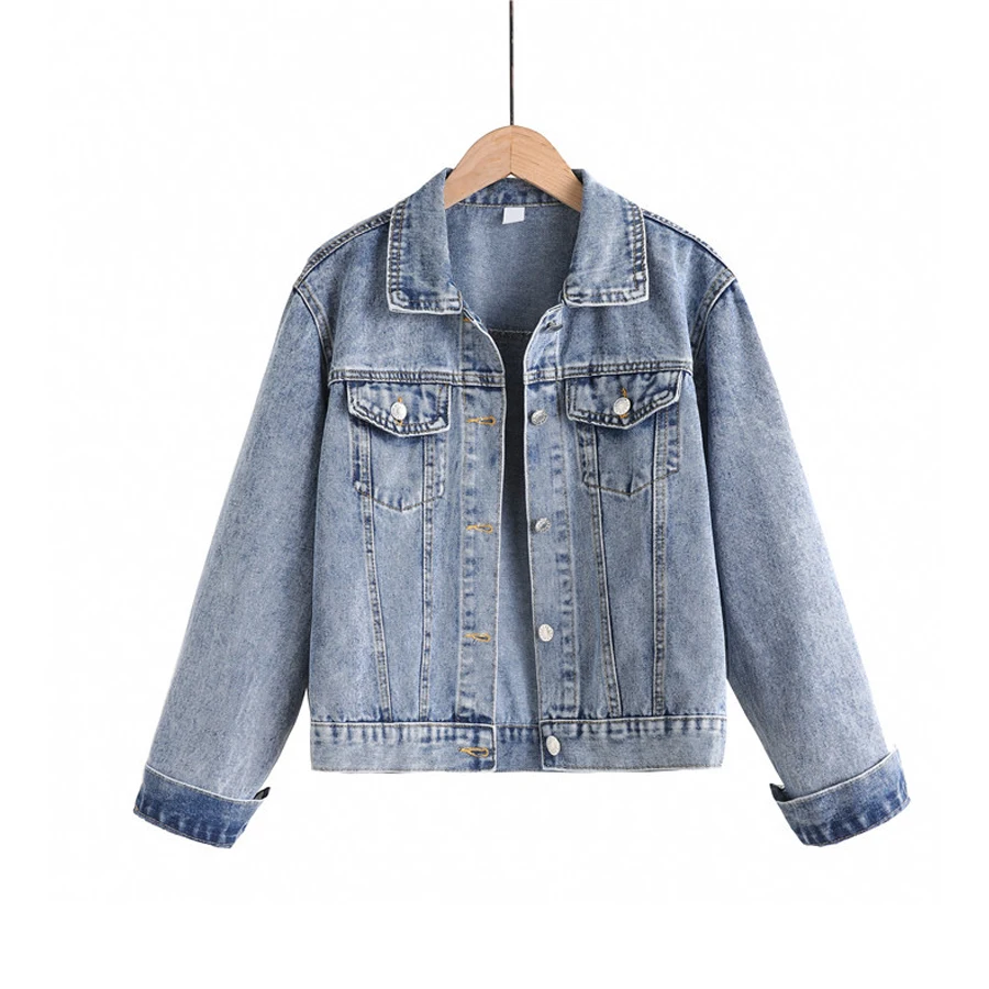 

New 2021 Autumn Winter Women's Denim Jacket Outerwear High Street Fashionable Korean Style Chic Jeans Tops Female Coat