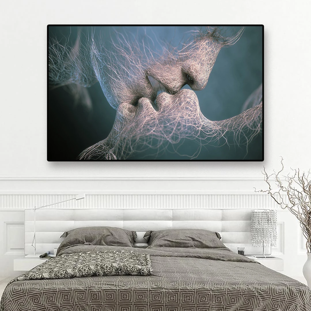 

Black Modern Abstract Love Kiss Canvas Painting Poster and Print Pictures for Living Room Wall Art No Frame Cuadros Decorativos