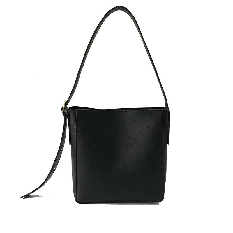 

Fashion Pu Leather Crossbody Bags For Women 2021 Casual Large Capacity Bucket Bags Simple Shoulder Bag New Solid Color Handbags