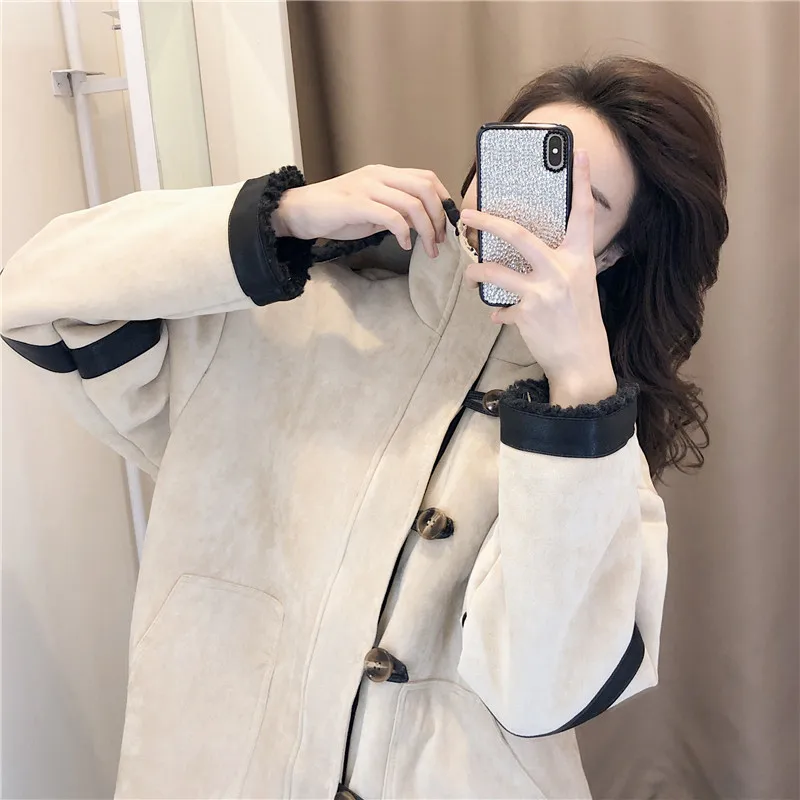 

Женская куртка из шерсти ягненка на осень и зиму, новая Корейская свободная универсальная куртка, 2020