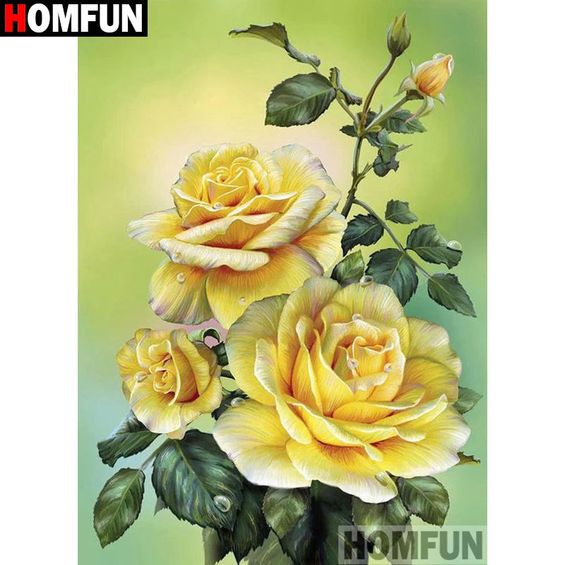 Алмазная живопись HOMFUN Роза алмазная 5D Вышивка из смолы сделай сам ручная работа