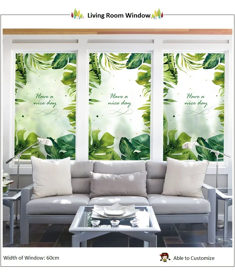 Водонепроницаемый оконная пленка Зеленая Черепаха бамбуковая домашняя матовая непрозрачная абразивная статическая конфиденциальность Балкон Ванная комната наклейки стеклянная наклейка