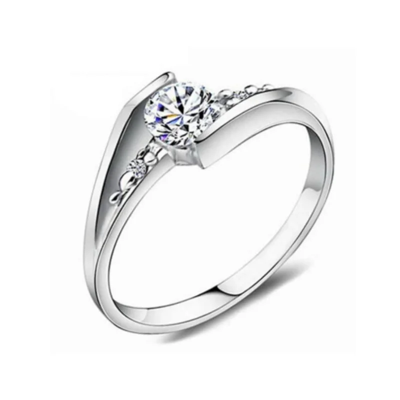 

2022 Luxury Simple White Zircon Crystal Golden Silver Color Ring for Women Party Wedding Engagement Jewelry Female Accessories