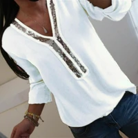 fashion womens long sleeve loose tops summer v neck casual shirts