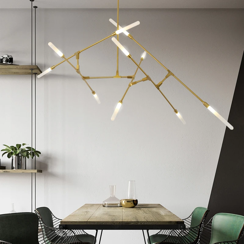 

Modern living room chandelier Nordic light luxury designer minimalist creative geometric strip restaurant lighting
