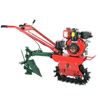 single wheel chain track cultivator micro tiller small multi function ditching machine agricultural soil cultivation orchard