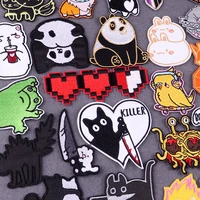 funny animals patches for clothing thermoadhesive patches cartoon cat panda embroidered patches on clothes badges on backpack