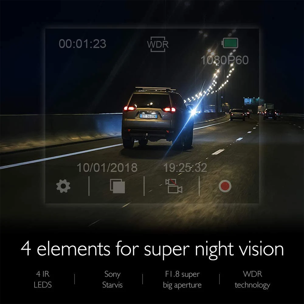 Автомобильный видеорегистратор AKASO Trace 1 двойная камера для автомобилей HD 1080P