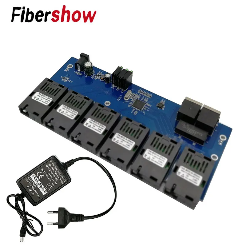 2 RJ45 6 155 м волоконный порт коммутатор для высокоскоростной сети Ethernet конвертер 20 км Ethernet волоконно-оптический медиа конвертер 10/100 м PCBA