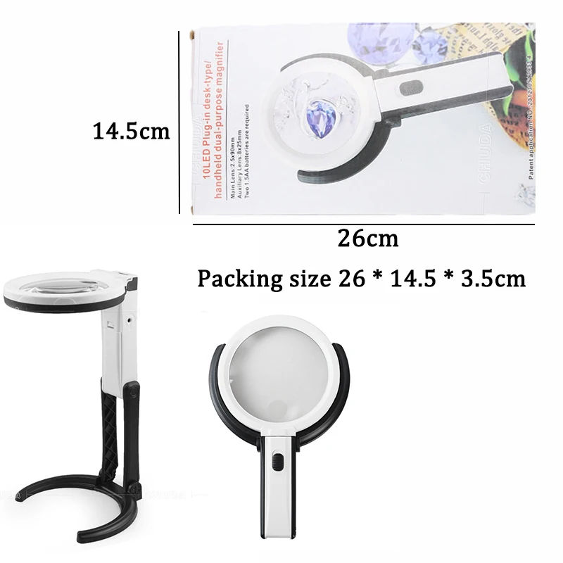 

Magnifying Glass With LED Light Collapsible Desktop Handheld Loupe Multifunction Reading Welding Magnifier For Soldering Repair