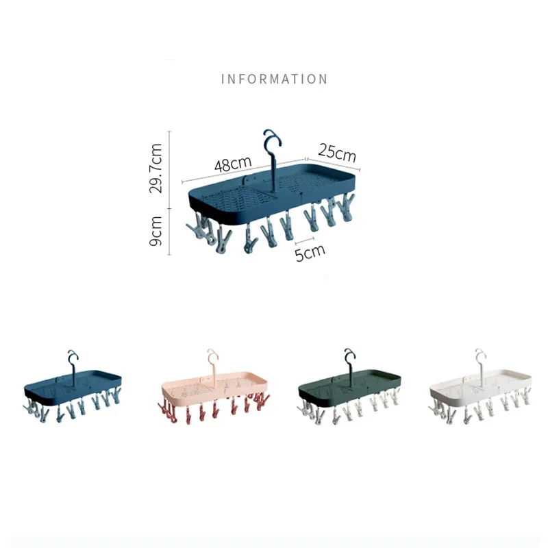 

Foldable Clothes Hangers Plastic Inner Hanger Portable Dormitory Sock Clip Home Wardrobe Storage Racks Non-slip Storage Rack