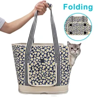 foldable pet cats carrier bags dog handbag fashion printing breathable high quality travel portable dog cat single shoulder bags