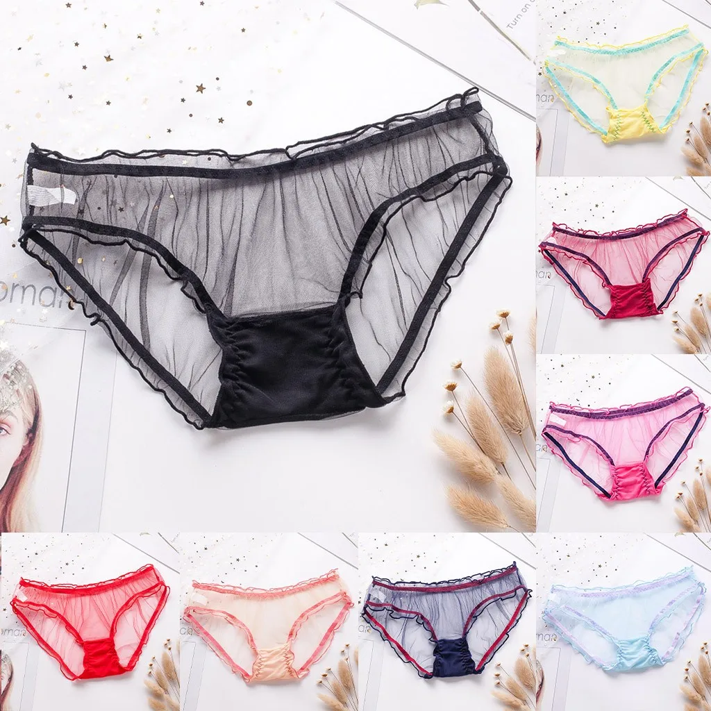 Прозрачные женские сексуальные трусики кружевные стринги ультра-тонкие