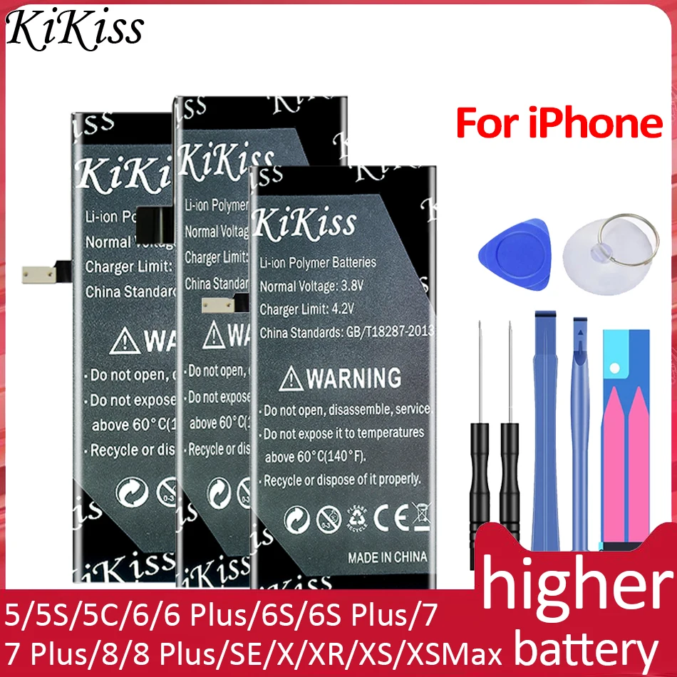 Cell Phone Battery for iPhone 6S 6 7 8 Plus 5S 5 SE 6plus 7plus 8plus Replacement Bateria for iPhone6 iPhone7 iphone5s+Tools