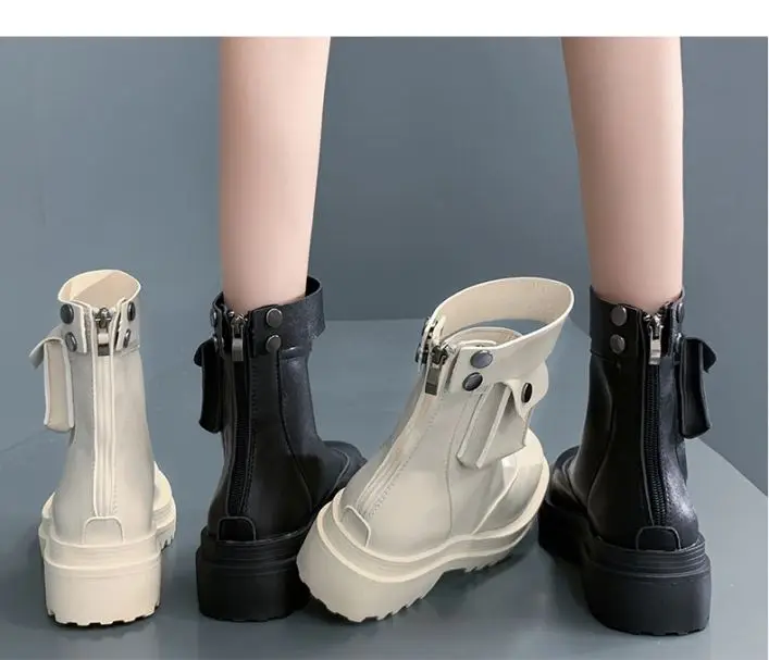 

2021 spring, autumn and winter new British style Martin boots women's thin velvet fashion wild plus size motorcycle boots