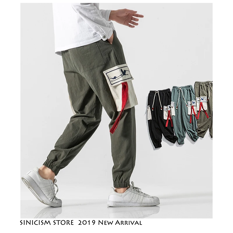 Sinicism Store, мужские шаровары,, Осенние, японский стиль, брюки-карго, Мужская Уличная одежда, с вышивкой, спортивные штаны, мужские свободные брюки, 5XL