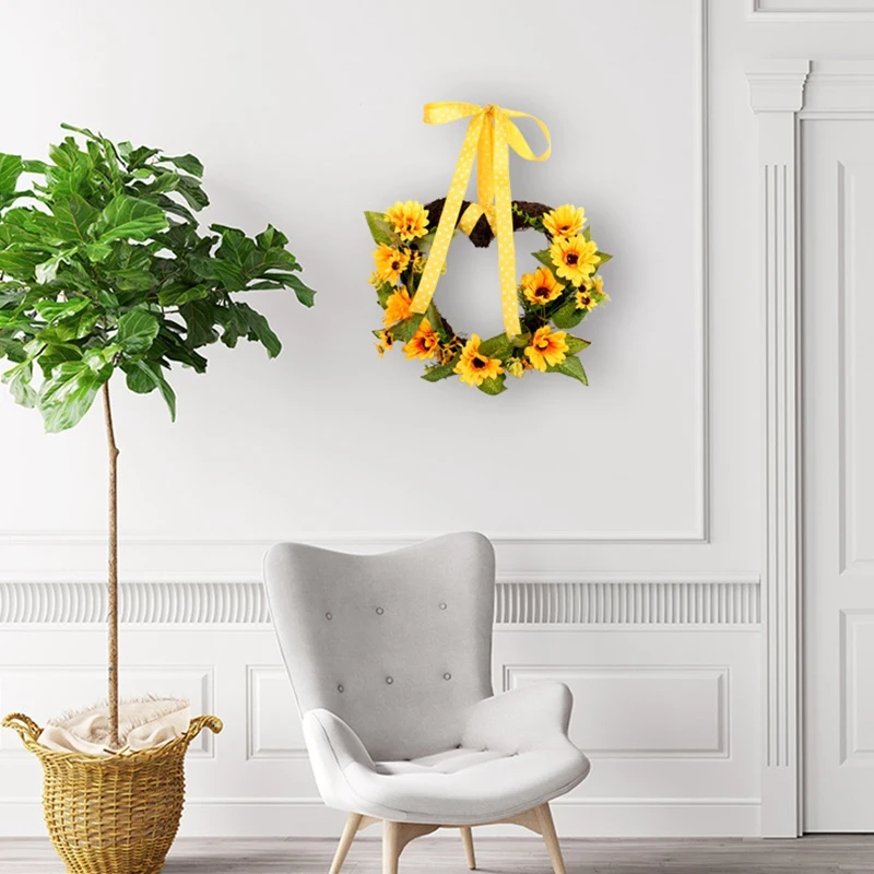 Лента венок из подсолнухов предметы интерьера на стену орнамент любовь | Дом и