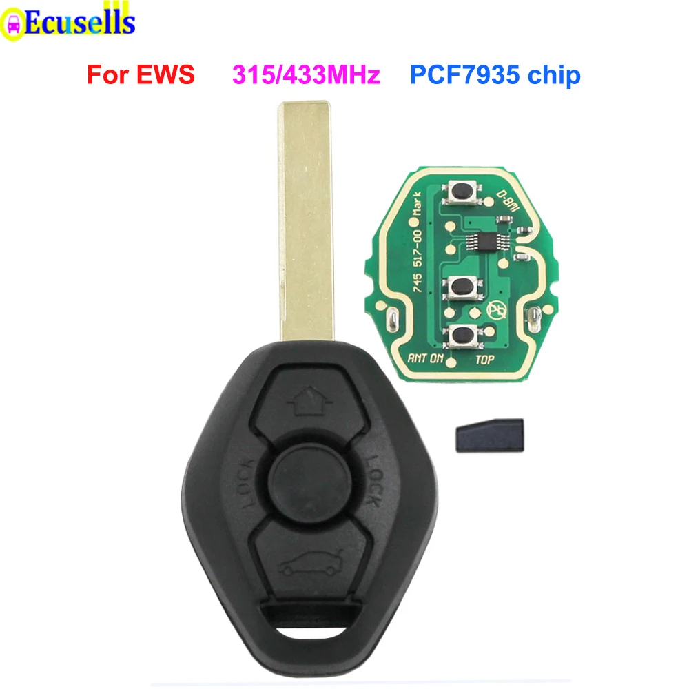 Дистанционный ключ брелок с 3 кнопками для BMW EWS 5 7 серии E38 E39 E46 чипом PCF7935 ID44 или