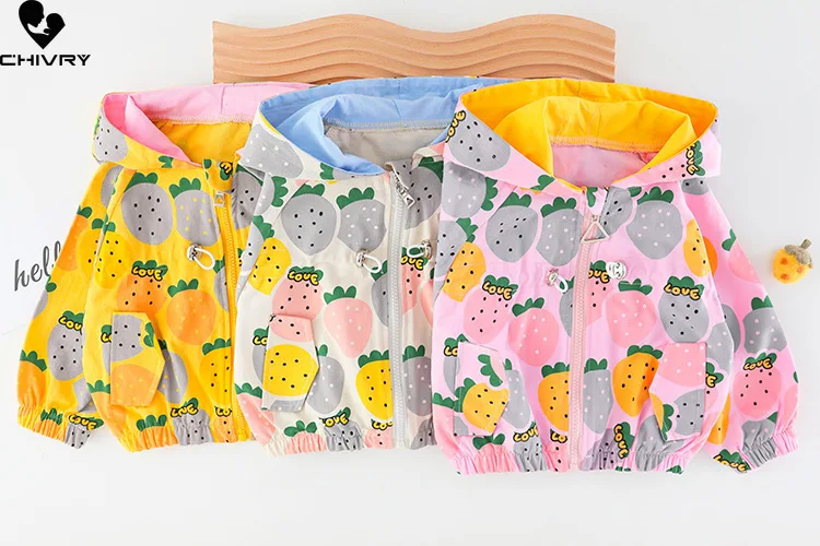 Abrigo con estampado de pi&ntilde;a de dibujos animados para beb&eacute;s, rompevientos, chaquetas con cremallera con capucha, oto&ntilde;o, 2021-5