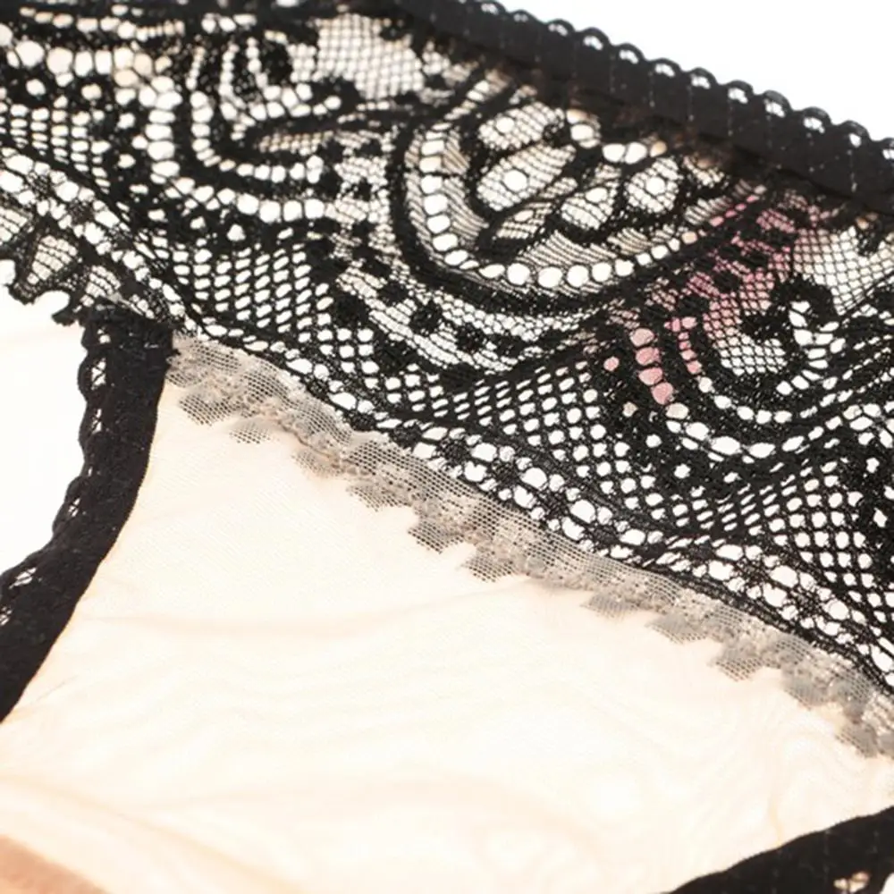 

Women's sexy black lace panties ultra-thin elastic comfortable transparent low-waist panties see-through briefs CYHWR
