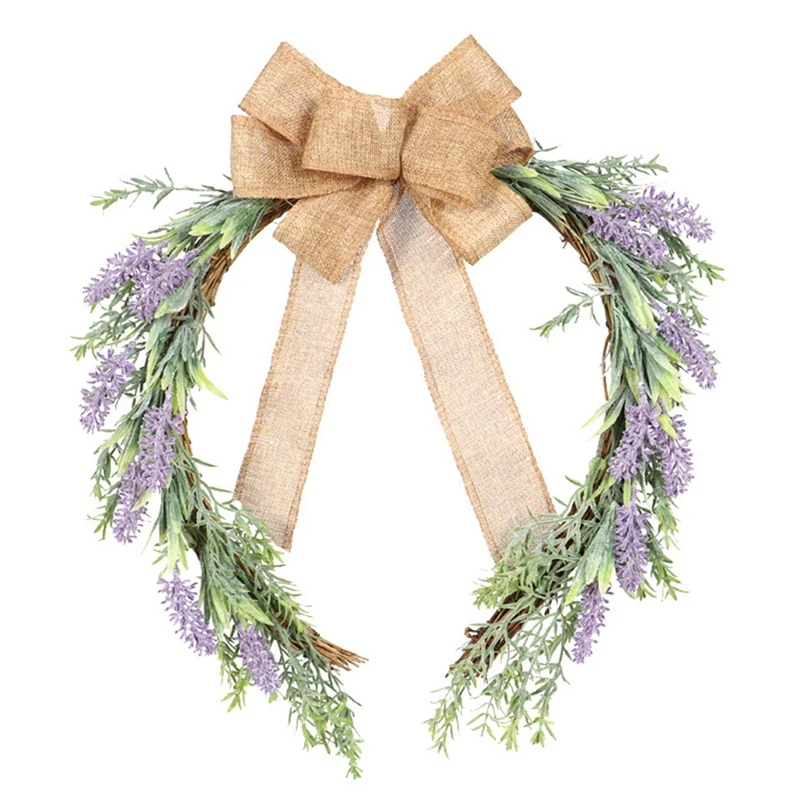 

Door Wreath Bowknot Rattan Simulation Lavender Garlands Hanging Ornament Wreaths Wall Ornament Home Decoration