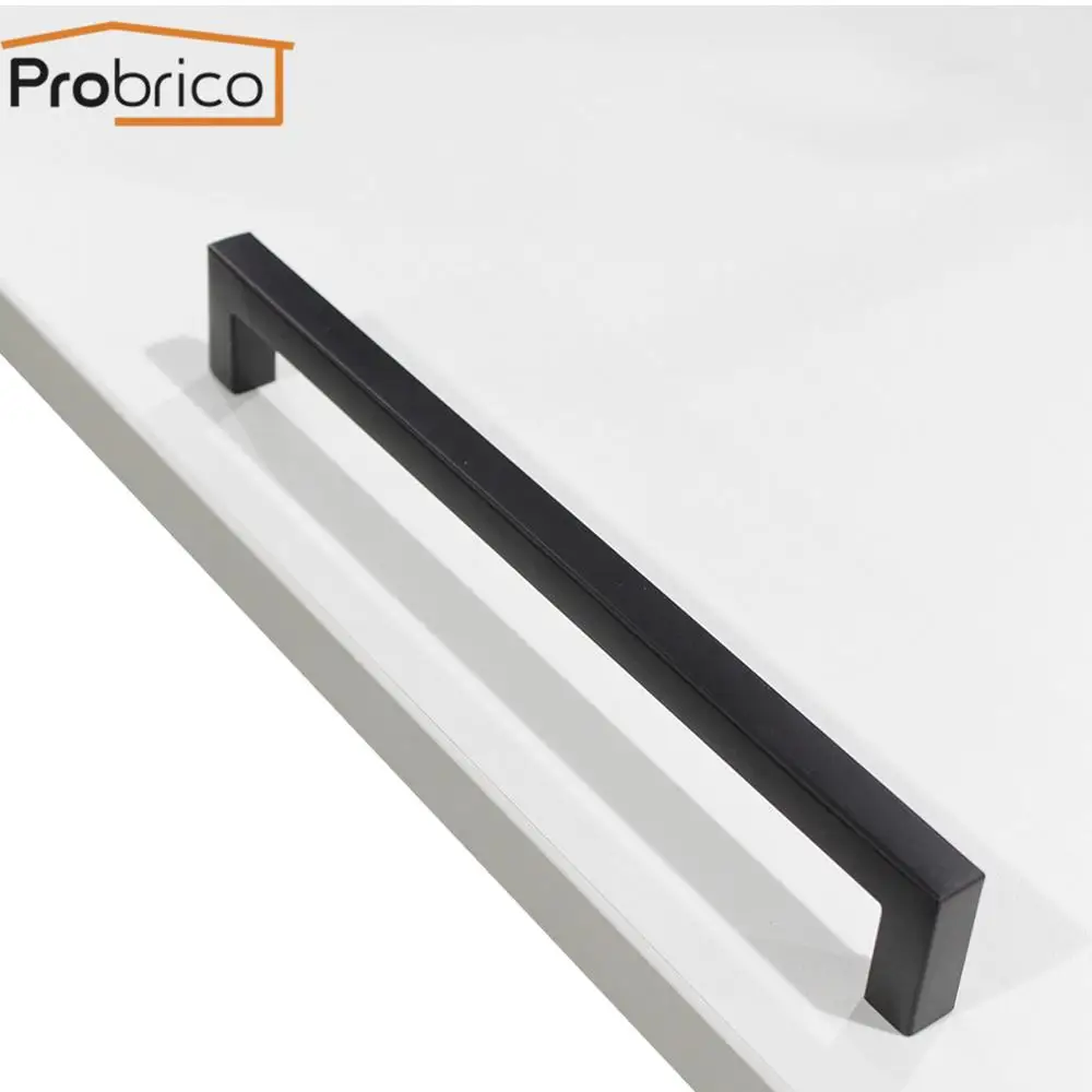 Probrico черная ручка шкафа квадратный мебельные ручки оборудования Кухня дверная