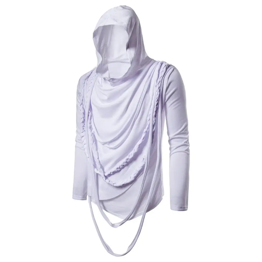 Мужская Осенняя футболка с длинным рукавом в стиле панк-рок хип-хоп рваная