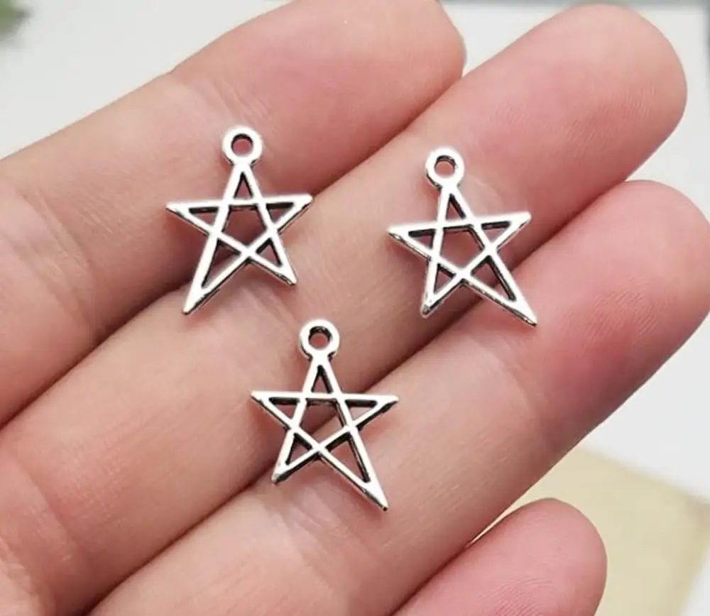 

50pcs/lot--17x13mm,star chams, Antique silver plated Hollow Star charms,DIY supplies, Jewelry accessories