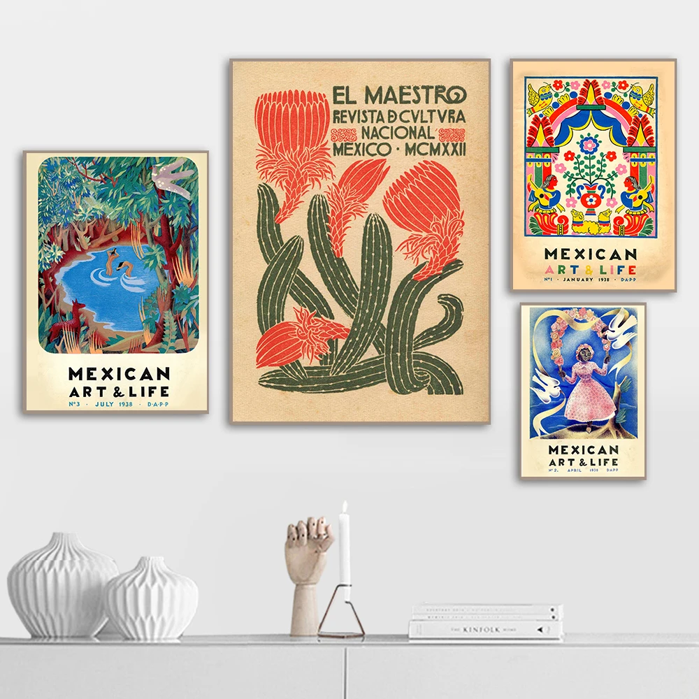 

El Maestro Vintage Cactus Posters and Prints Canvas Art Painting Mexican Wall Art Decorative Picture Home Living Room Decoration