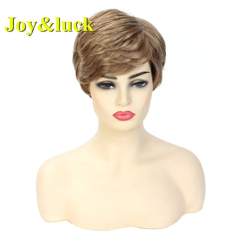 Модный короткий синтетический парик Joy & luck блонд Омбре коричневый натуральный