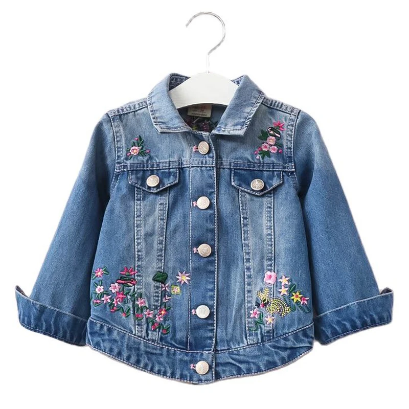 

Denim Coat for Girls Baby Spring Autumn 2021 New Fashion Flower Embroidery Outwear Clothes Kids for Girl Children Denim Jackets