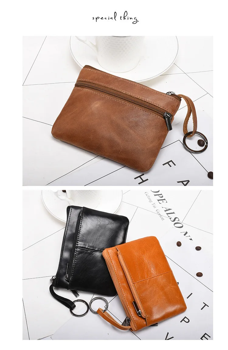 Мини-кошелек из натуральной кожи в винтажном стиле на молнии для монет для мужчин и женщин, маленькая сумка для денег, кошелек, водительские права, держатель для карт, брелок для ключей