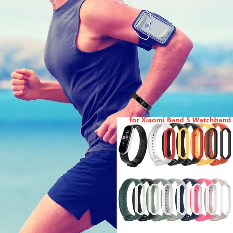 

Dual Color Strap For Xiaomi Mi Band 5 Silicone Pink Replacement Wristband Bracelet Watchband For Xiomi Mi Band5 Miband 5 Band5