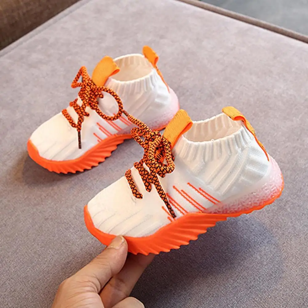 

Children Sports Shoes Unisex Running Shoes Sneakers Mesh Breathable Casual Net Shoes Microfiber Lighting Stripe Sneakers