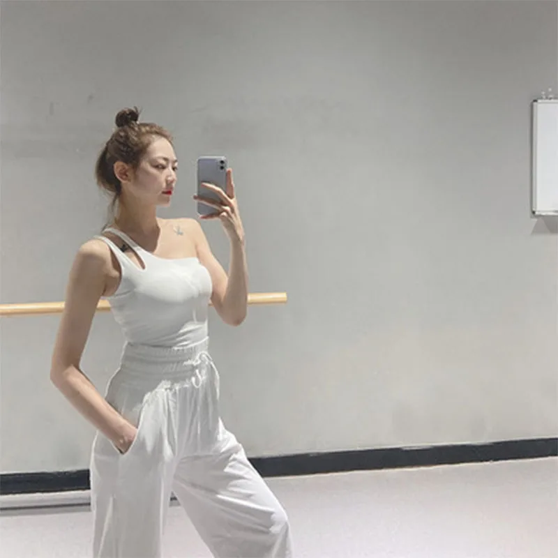 

SALSPOR Fashion Yoga Bra Women Fitness Sports One Shoulder Push Up Gym Brassiere Workout High Impact Jogging Training Underwear