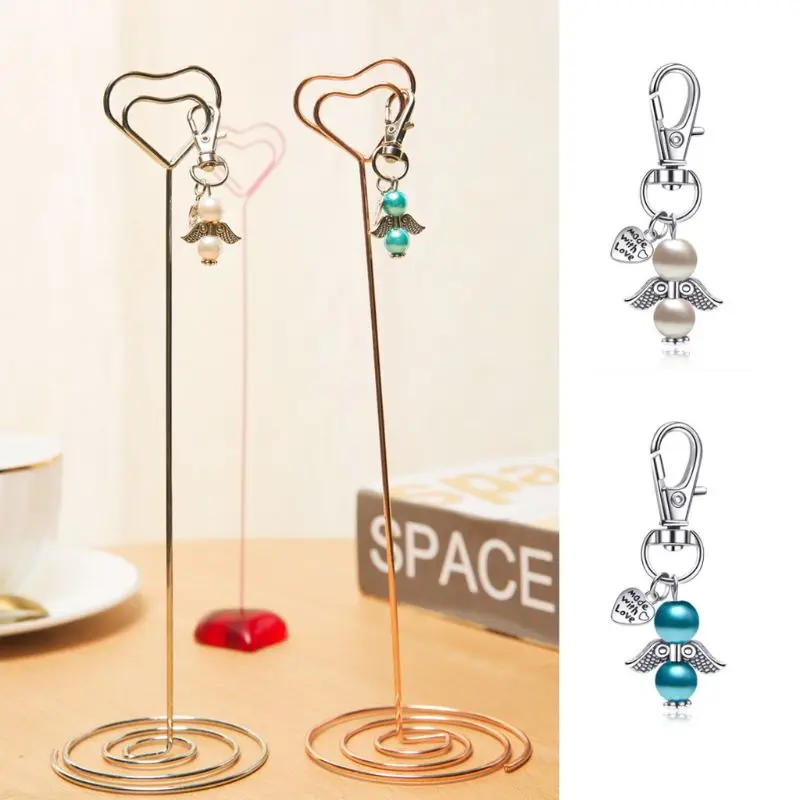 

48pcs/set Angel Favor Keychains Keyring Thank You Kraft Tags Candy Bags Wedding P82C