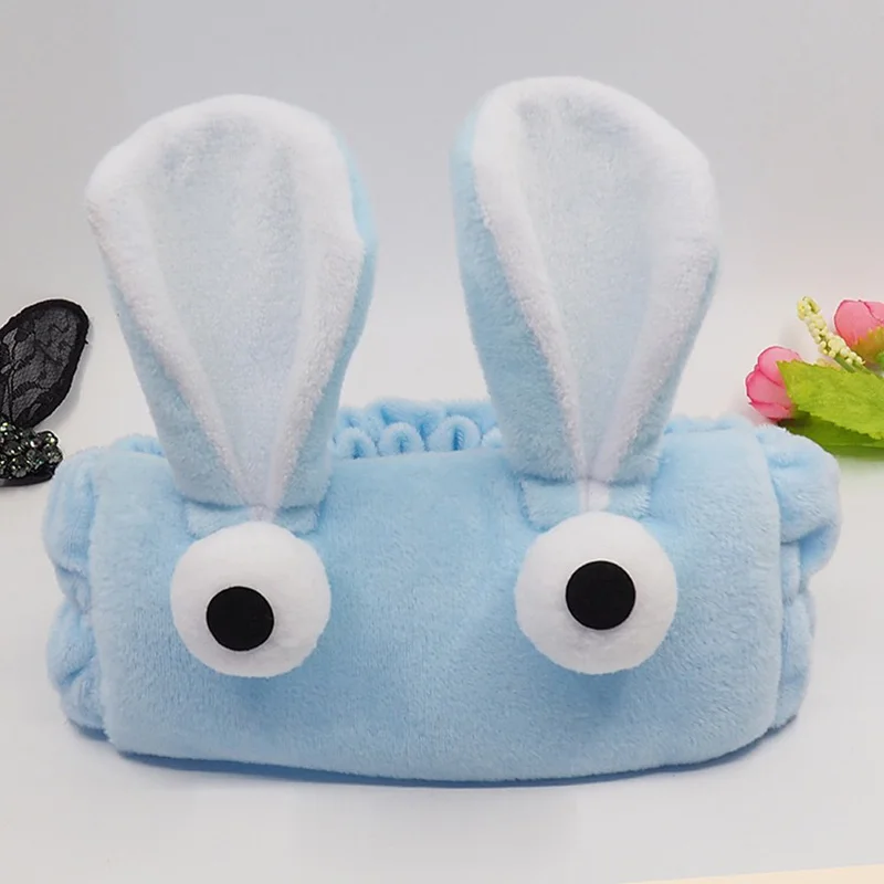 

Korean fashion face hair band female hair with big eyes Flannel rabbit ears wash headband headwear Hair Accessories headdress